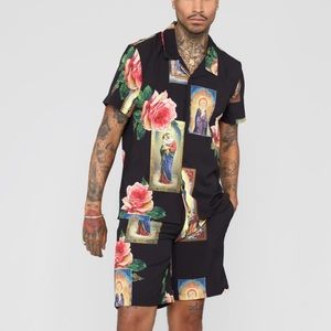 Holy Floral Short Sleeve Woven Top - Black/Combo